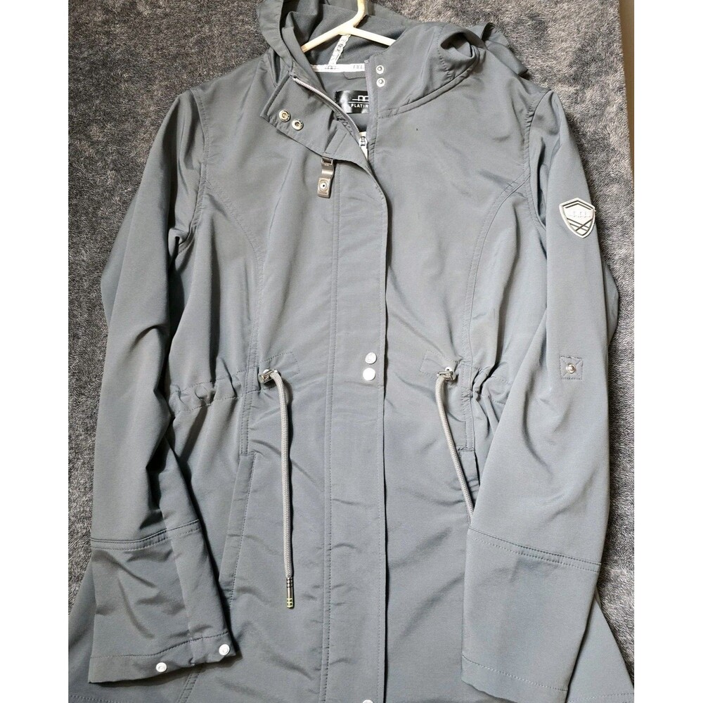 AA Platinum Womens Olbia Summer Parka sz M Grey Roll Tab Sleeve Equestrian Horse